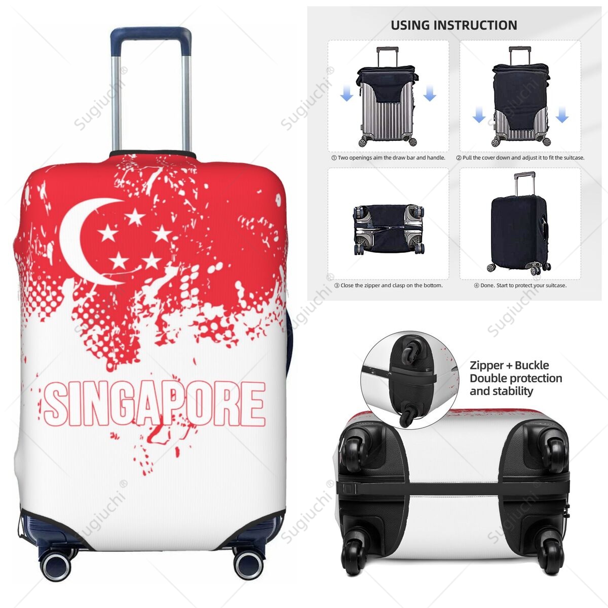 Travel Accessories Singapore - سنغافورة العلم غطاء الأمتعة حقيبة مرونة