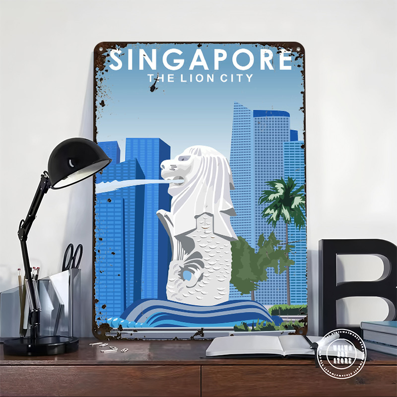لوحة معدنية مخصصة بتصميم سينغا - مراجعة Travel Accessories Singapore وسعره