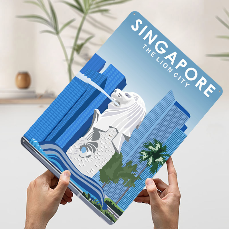 لوحة معدنية مخصصة بتصميم سينغا - مراجعة Travel Accessories Singapore وسعره